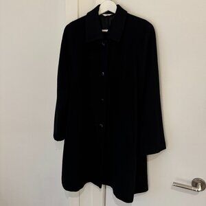 Japanese Vintage (Pony) mid length simple black coat size medium/small